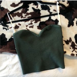 Aritzia Babaton Sculpt Knit Sweetheart Tube Top Dark Hunter Green